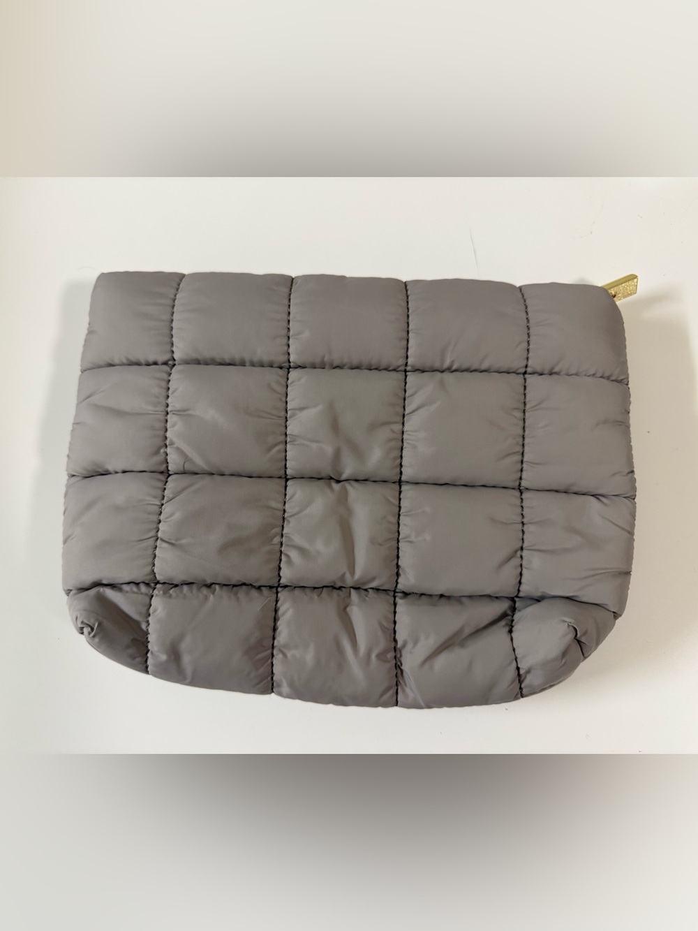 Quilted Puffer Cosmetic Pouch - brown